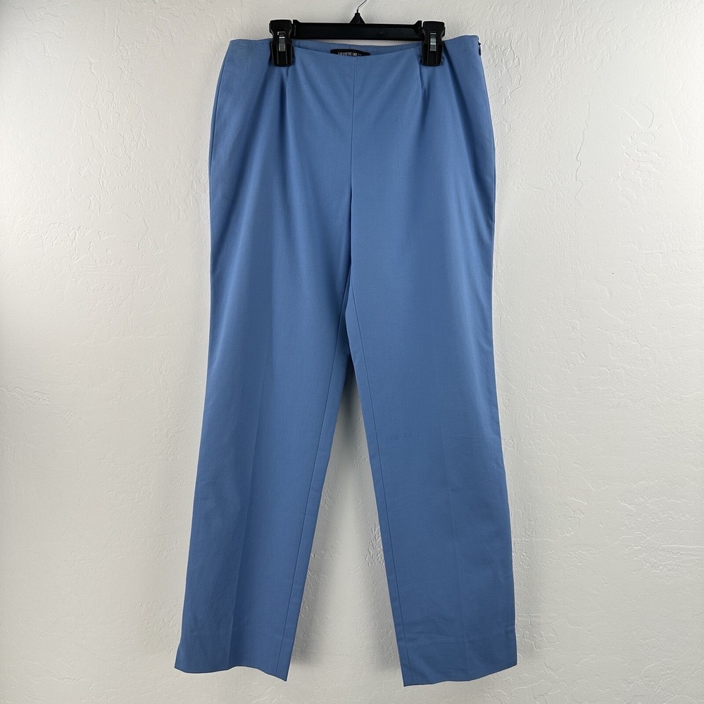 Lafayette 148 Cropped Bleecker Pants Womens 2 Blue Straight Leg Office Church